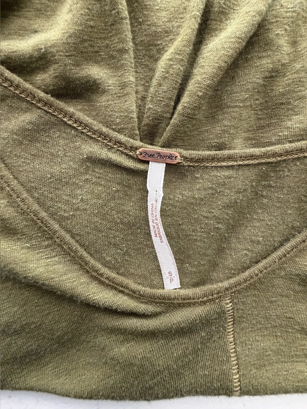 Cold-Shoulder Olive Green FreePeople Women's Top